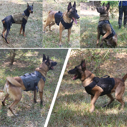 Tactical Dog Harness and Leash Set for Large and Medium Dogs, Military-Style Training Vest for German Shepherd, Golden Retriever, and Working Breeds