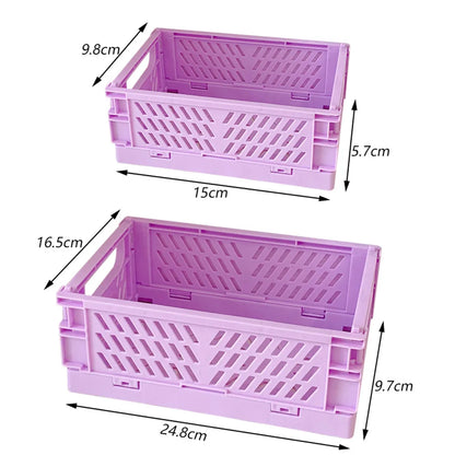 Collapsible Plastic Crate – Folding Storage Box Basket for Desktop, Cosmetics & Home Organization