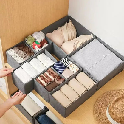 Foldable Underwear Organizer Set (6/12PCS) – Hard Storage Boxes for Bras, Socks & Drawer Closet Organization