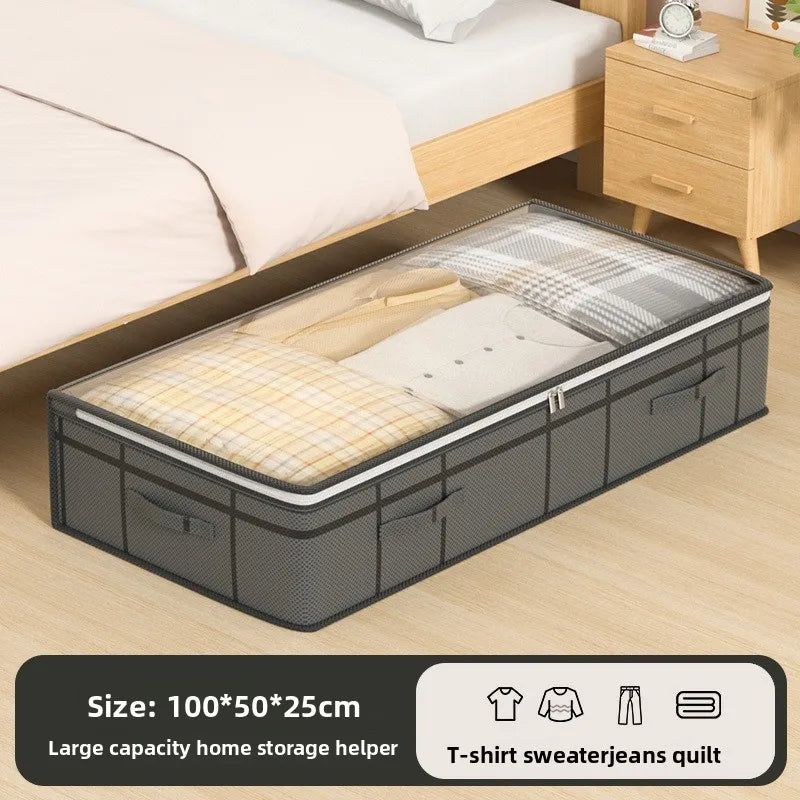 Large Underbed Storage Bag, Foldable Clothes & Quilt Organizer for Bedroom, Dorm & Wardrobe