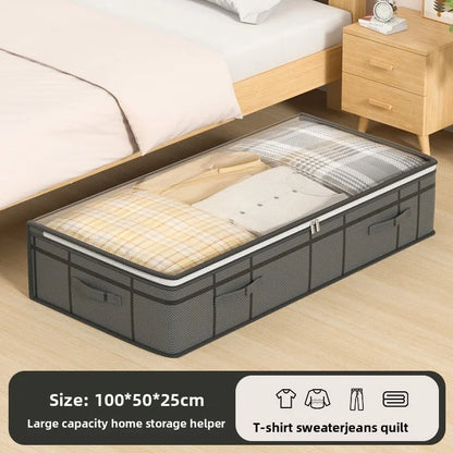 Large Underbed Storage Bag, Foldable Clothes & Quilt Organizer for Bedroom, Dorm & Wardrobe
