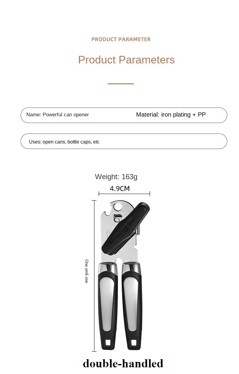 Professional Manual Can Opener – Multifunctional Stainless Steel Can and Bottle Opener Kitchen Gadget