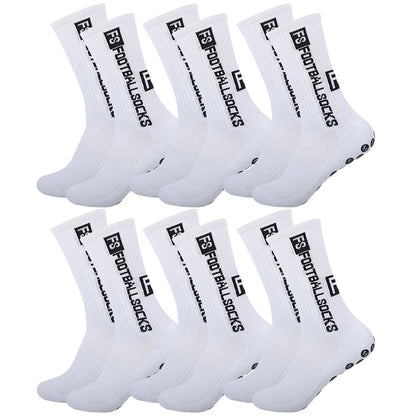 6 Pairs Non-Slip Grip Sports Socks for Men and Women, Crew Length Athletic Socks for Football, Basketball, Running, Hiking, Tennis, Cycling, and Training