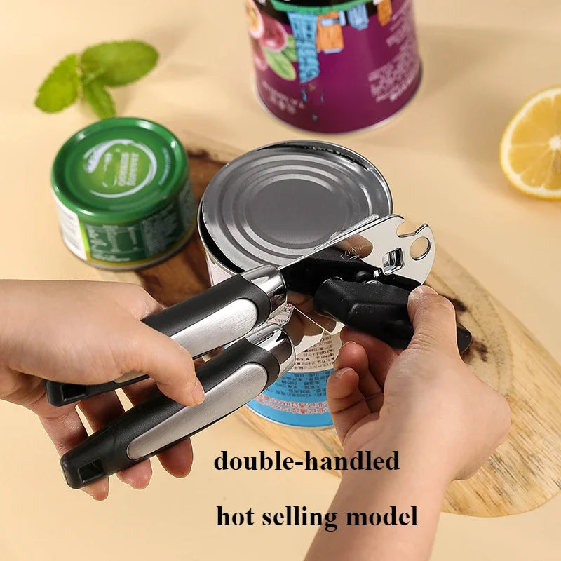 Professional Manual Can Opener – Multifunctional Stainless Steel Can and Bottle Opener Kitchen Gadget