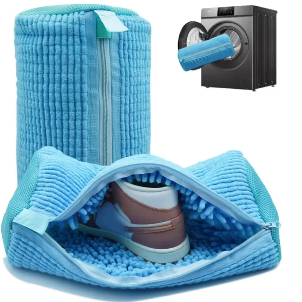 Shoe Washing Bag for Washing Machine – Zippered Laundry Cleaning Bag with Soft Fibers for Sneakers