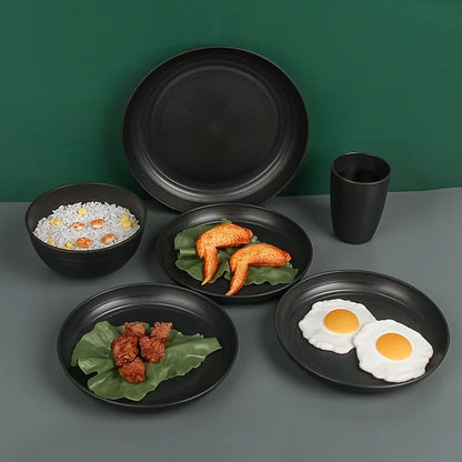 16-Piece Unbreakable Plastic Dinnerware Set, Microwave & Dishwasher Safe Plates, Bowls & Cups