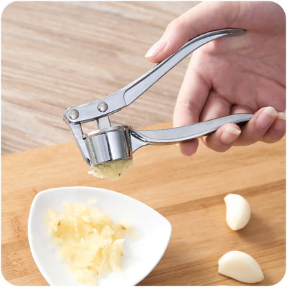 Stainless Steel Garlic Press Crusher & Mincer, Manual Garlic Smasher Squeezer Kitchen Grinding Tool