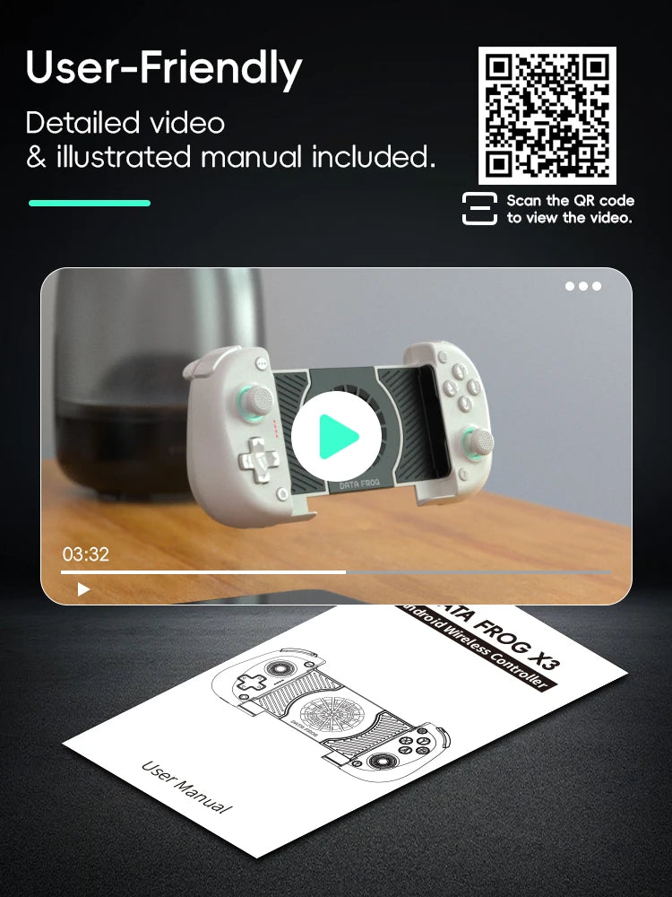 DATA FROG X3 Wireless Game Controller for Android, Switch, and PC, Bluetooth Mobile Gaming Gamepad with Hall-Linear Triggers for PUBG, COD, FIFA, and Mobile Games