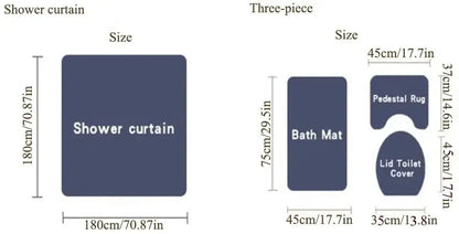 4pcs Coral Starfish Pattern Bathroom Set, Waterproof Fabric Shower Curtain With 12 Hooks Toilet Lid Cover, Bathroom Decor