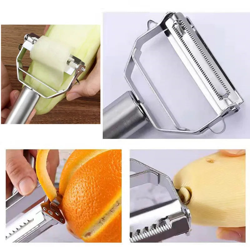 Stainless Steel Vegetable Peeler, Multifunctional Double-Head Fruit Peeler and Julienner for Kitchen Use