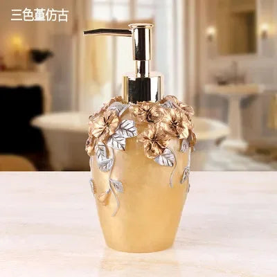 5-Piece Resin Bathroom Accessory Set, European Retro Toilet Set with Soap Dispenser, Tissue Holder, Toilet Brush & Cotton Swab Box