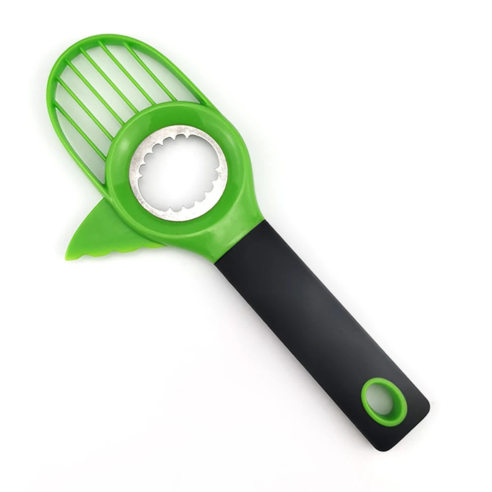 3-in-1 Avocado Slicer – Stainless Steel Core Separator, Fruit Peeler & Plastic Knife Tool