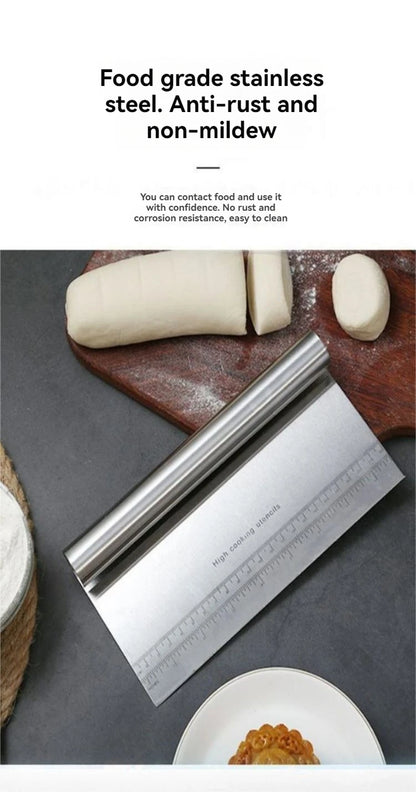Stainless Steel Dough Scraper, Multifunctional Cake & Cream Scraper with Scale, Baking and Cutting Tool