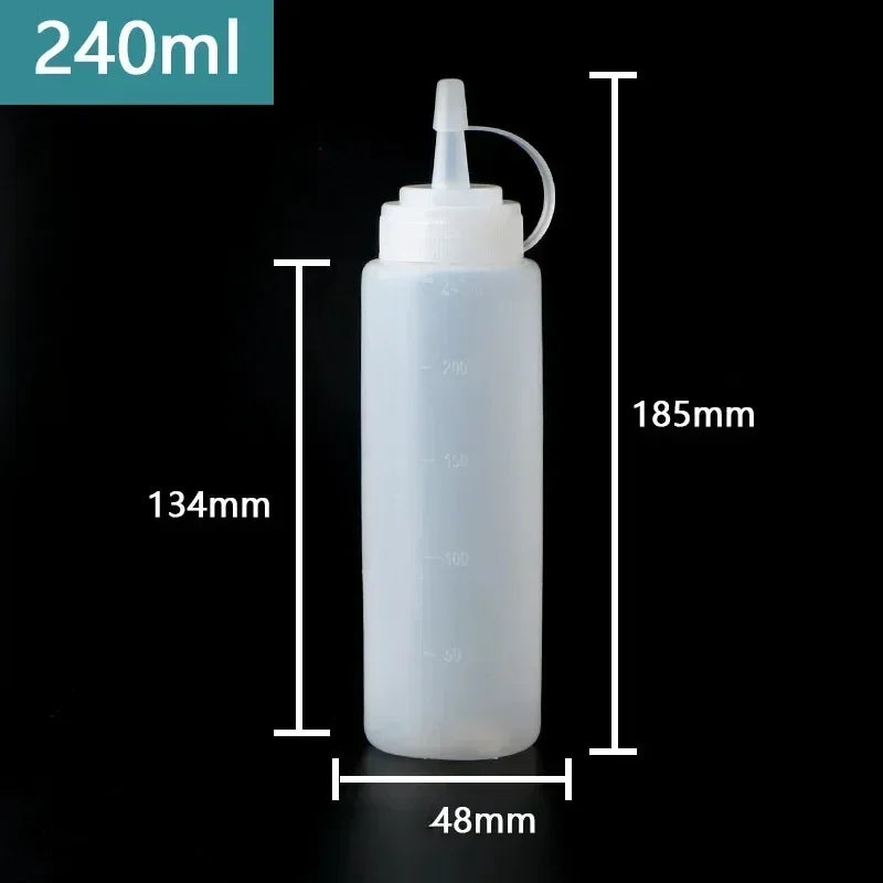Large Squeeze Condiment Bottles with Nozzles – Ketchup, BBQ Sauce, Olive Oil Dispenser Squeeze Bottles Kitchen Gadget