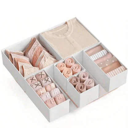 Foldable Underwear Organizer Set (6/12PCS) – Hard Storage Boxes for Bras, Socks & Drawer Closet Organization