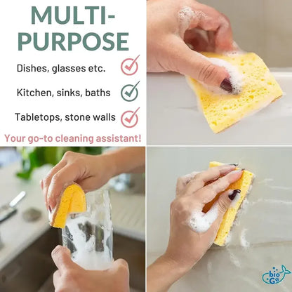 Pack of Kitchen Sponges – Natural Cellulose Dish Sponges Durable Scratch-Free Kitchen Cleaning Tools
