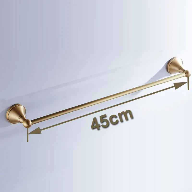 Luxury Solid Brass Bathroom Accessories Set, Antique Brass Towel Bar, Paper Holder, Towel Ring & Robe Hook