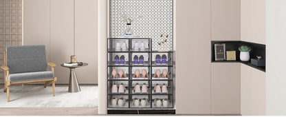 Clear Stackable Shoe Storage Boxes, Large Sneaker Organizer Containers, Shoe Rack Alternative