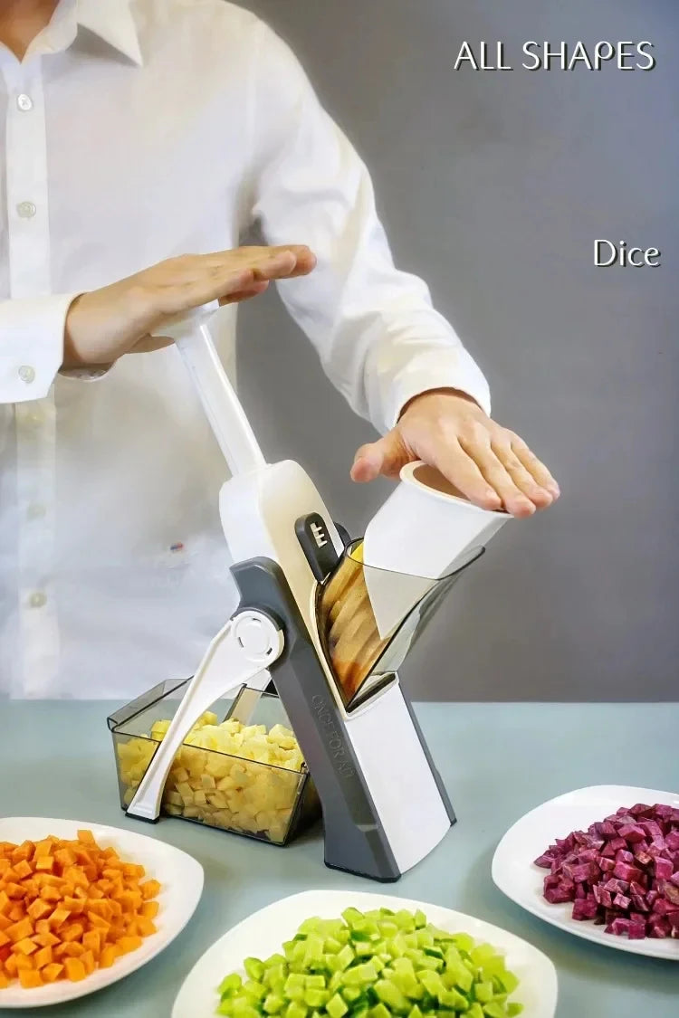 5-in-1 Multifunctional Vegetable Cutter, Household Kitchen Radish Grater, Slicer & Garlic Chopper Tool