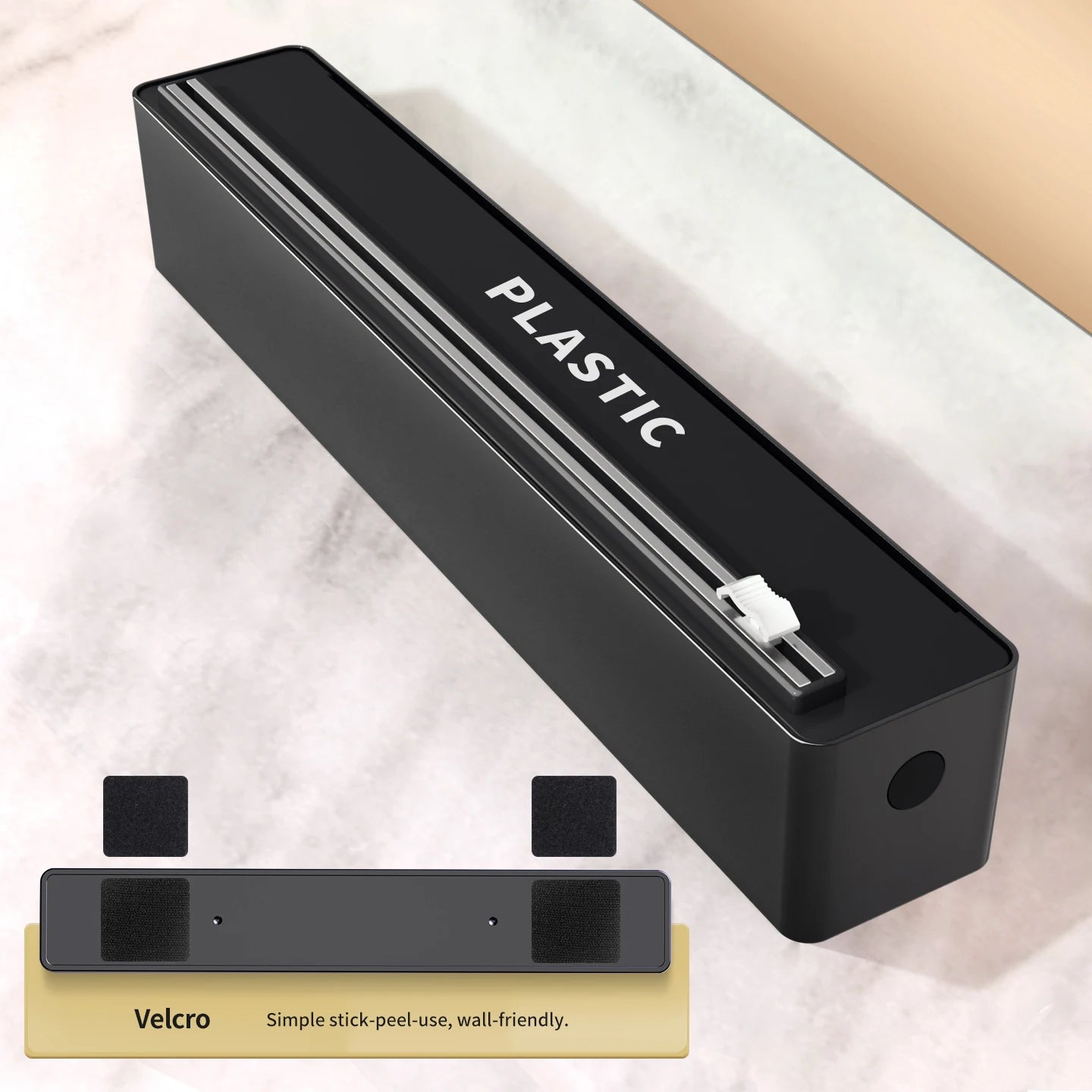 Extra-Large Cling Film Cutter, Wall-Mounted Plastic Wrap Dispenser with Tear-Free Cutter for Foil, Wax Paper and Baking Paper