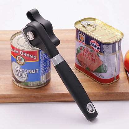 Plastic Hand-Actuated Can Opener – Safety Side-Cut Manual Can Opener with Easy Grip Handle