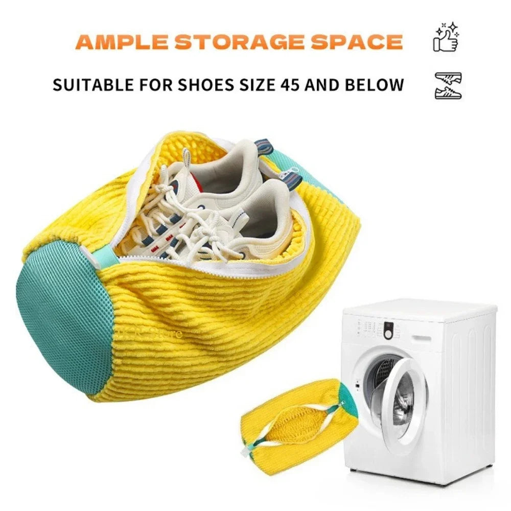Shoe Washing Bag for Washing Machine – Zippered Laundry Cleaning Bag with Soft Fibers for Sneakers