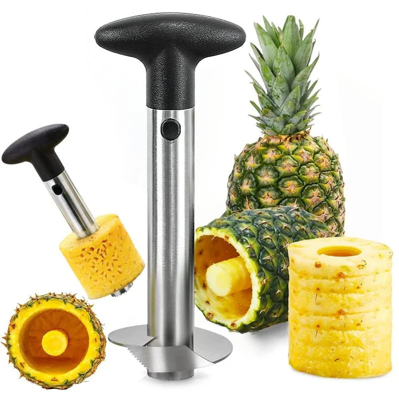 Stainless Steel Pineapple Cutter – Spiral Rotary Pineapple Slicer, Peeler & Core Separator