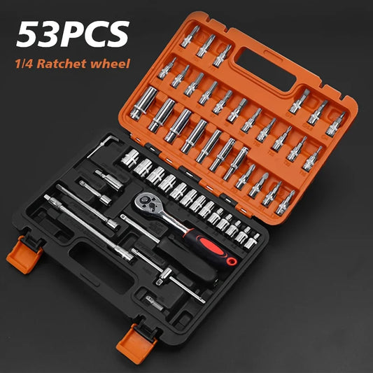 Stainless Steel Car Repair Tool Kit, Socket Set for Off-Road Motorcycle and Automotive Maintenance