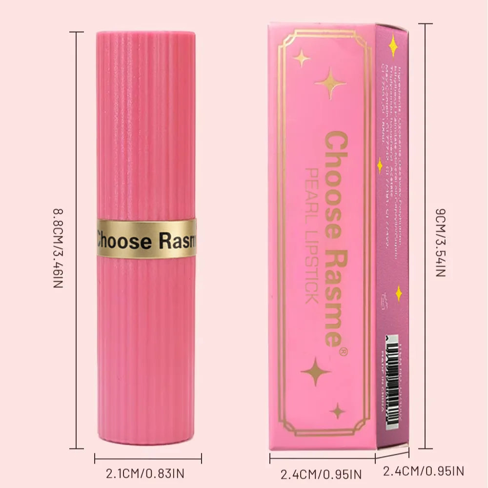 CHOOSE RASME Pearlescent Pink Glitter Velvet Lipstick, Metallic Matte Shimmer Waterproof Long-Lasting Moisturizing Diamond Lipstick, 3.5g