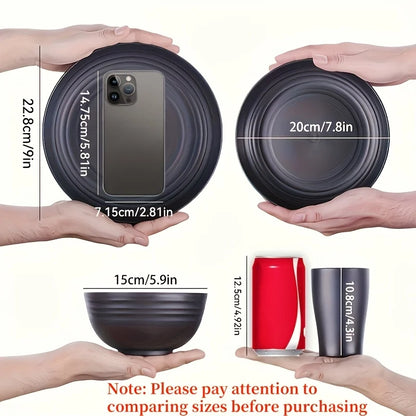 16-Piece Unbreakable Plastic Dinnerware Set, Microwave & Dishwasher Safe Plates, Bowls & Cups