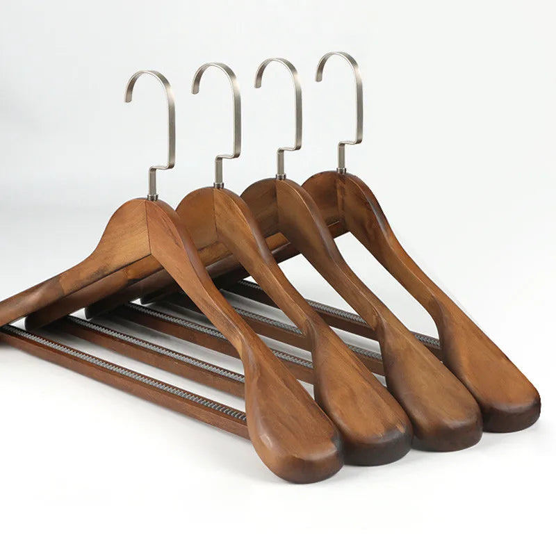 Wide Shoulder Wooden Clothes Hanger – Heavy-Duty Suit & Coat Hanger for Wardrobe Storage