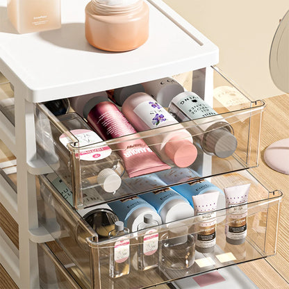 Clear Desktop Storage Box with Drawer – Heightened Plastic Table Organizer for Stationery & Cosmetics