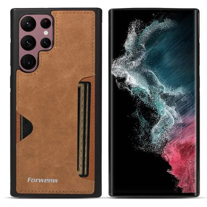 Retro Card Holder Phone Case for Samsung Galaxy S24 S25 Ultra S23 S21 FE S22 S20 S10 Plus Note 20 10 + Wallet PU Leather Cover