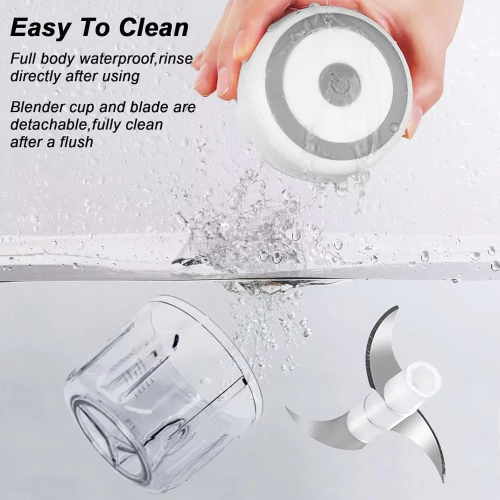 Electric Garlic Mincer 250ML, USB Rechargeable Mini Vegetable Chopper with Stainless Steel Blades, Portable Food Processor