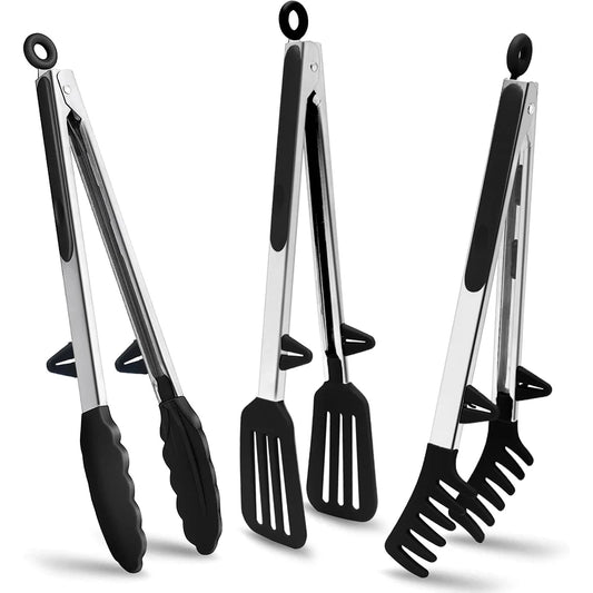 Kitchen Tongs Silicone Food Tongs – Non-Stick Cooking and Serving Tongs for BBQ, Salad, Steak, Pasta, and Noodles
