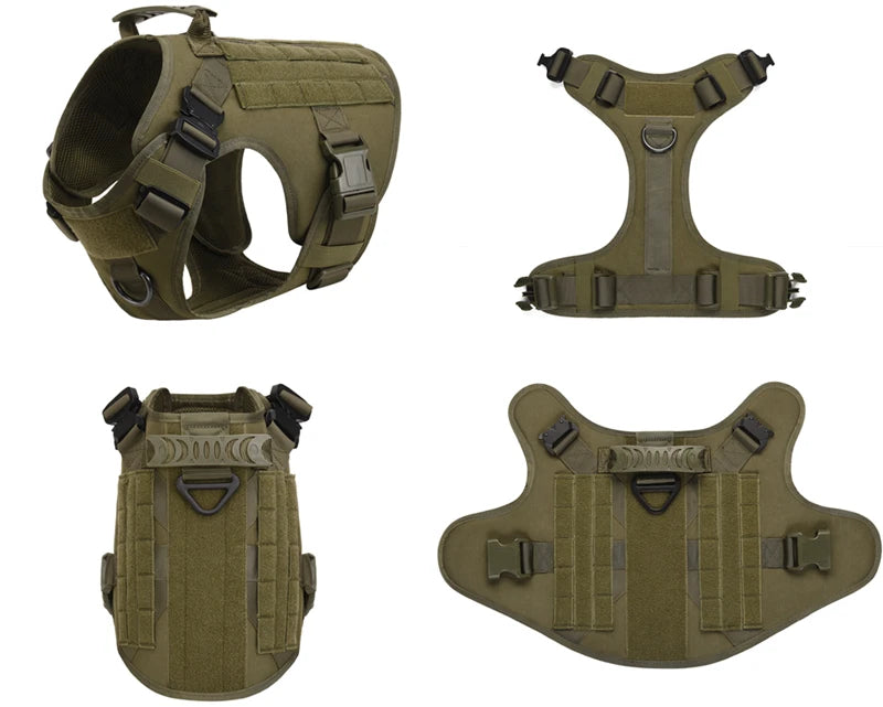 Tactical Dog Harness and Leash Set for Large and Medium Dogs, Military-Style Training Vest for German Shepherd, Golden Retriever, and Working Breeds