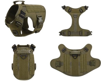 Tactical Dog Harness and Leash Set for Large and Medium Dogs, Military-Style Training Vest for German Shepherd, Golden Retriever, and Working Breeds