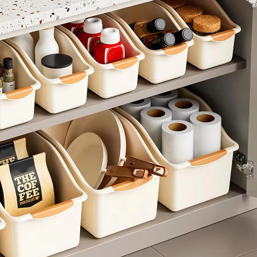 2/3PCS Plastic Under Sink Organizer with Wheels – Rolling Storage Bins for Kitchen Cabinet & Bottle Organization