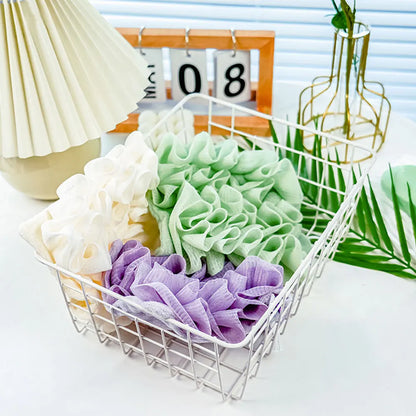 Soft Exfoliating 2-In-1 Bath Loofah – Bath Ball Towel with Drawstring Soap Closure Reusable Mesh Shower Sponge