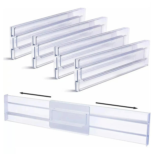 Expandable Drawer Wardrobe Dividers, Clear Plastic Drawer Organizer Partition Plates for Kitchen, Closet & Tools