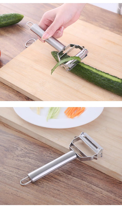 Stainless Steel Vegetable Peeler, Multifunctional Double-Head Fruit Peeler and Julienner for Kitchen Use