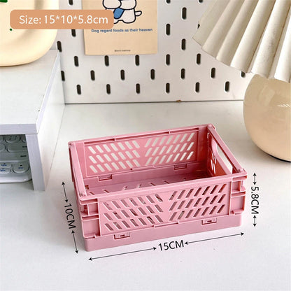 Collapsible Plastic Crate – Folding Storage Box Basket for Desktop, Cosmetics & Home Organization
