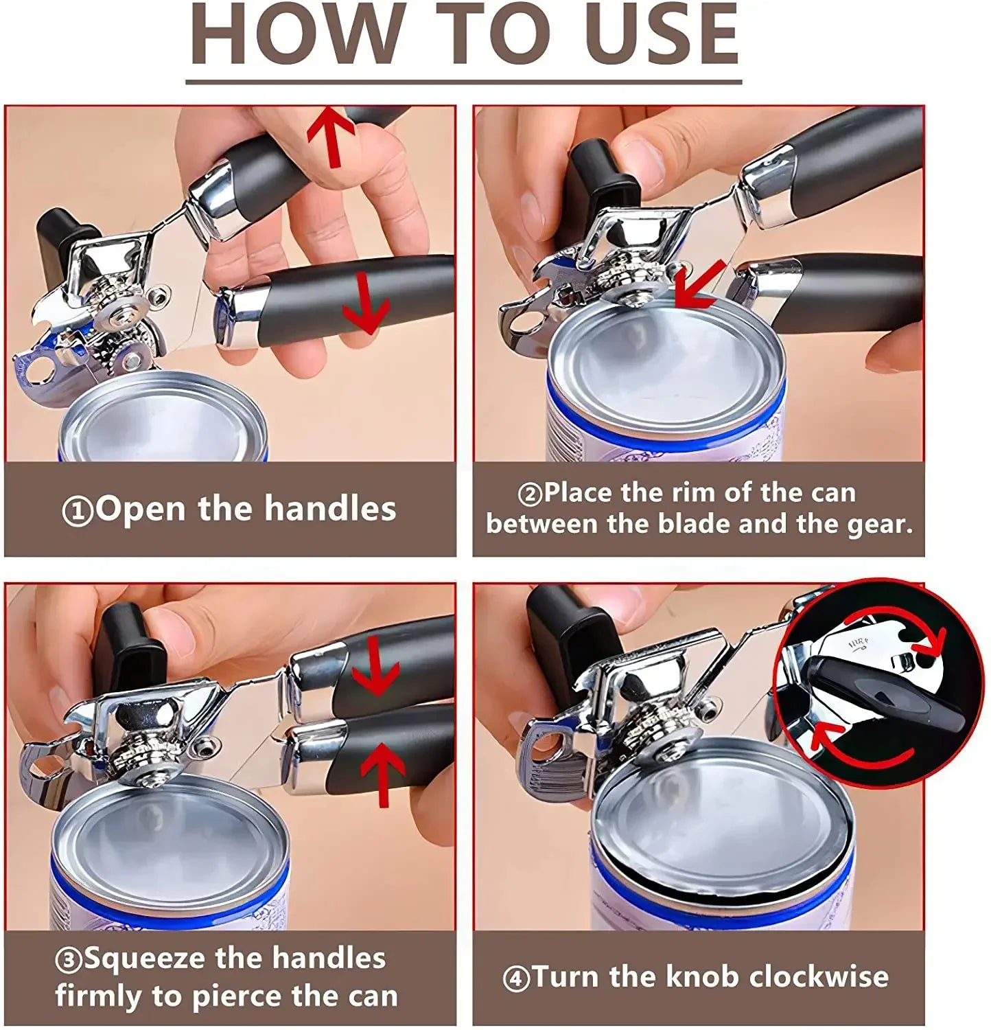 Professional Manual Can Opener – Multifunctional Stainless Steel Can and Bottle Opener Kitchen Gadget