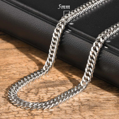 Vnox Stainless Steel Cuban Link Chain Necklace for Men and Women, Thick Miami Curb Chain, Waterproof Silver Unisex Jewelry