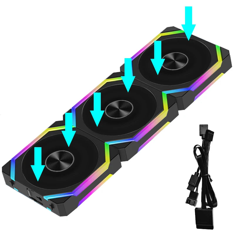 JUMPEAK CS120 ARGB 120mm PWM Cooling Fan, Modular Stackable RGB Case Fan with Fluid Bearing, Silent 800–1800RPM, 5V 3-Pin ARGB Lighting for PC Case and Radiator