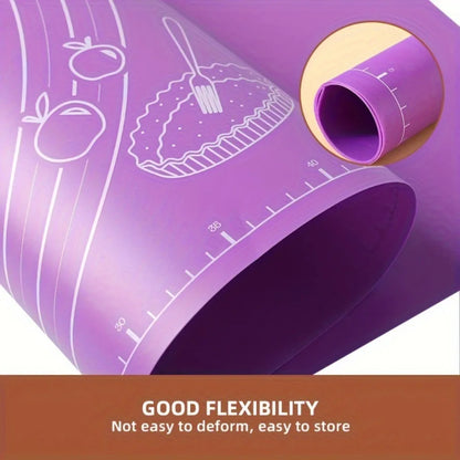Non-Slip Silicone Baking Mat with Measurement Guide, Reusable Non-Stick Kneading & Rolling Mat for Baking and Cooking