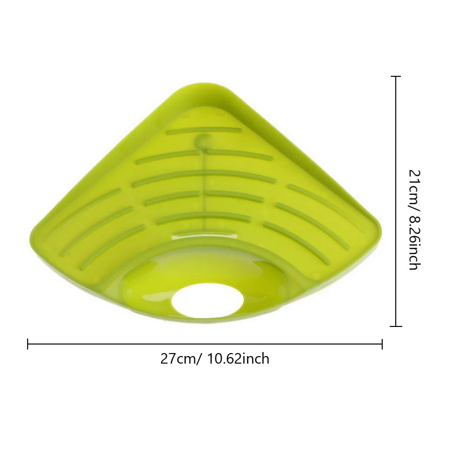 Multifunctional Kitchen Sink Triangle Storage Rack – Sponge Drainage Shelf & Utensil Organizer