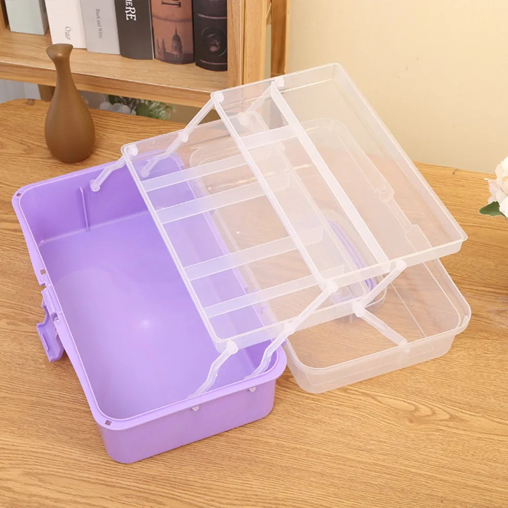 2/3 Layer Large Capacity Foldable Storage Box, Multifunctional Plastic Organizer for Makeup, Jewelry, Hairpins & Nail Art
