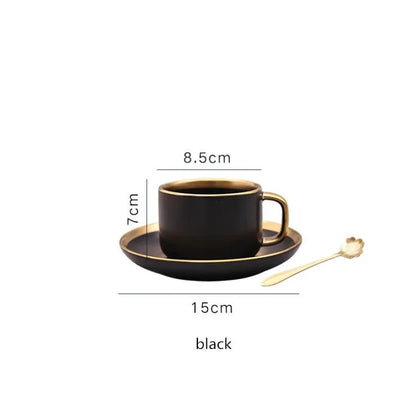 Black Porcelain Dinnerware Set with Gold Rim, Ceramic Plates, Bowls & Cutlery for Home & Restaurant Use