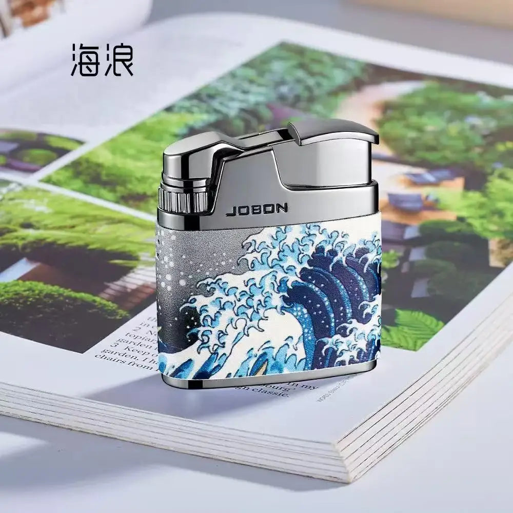 New JOBON Embossed Butane Gas Lighter Jet Metal Windproof Torch Cigarette Cigar Lighter Retro Press Ignition Smoking Accessories